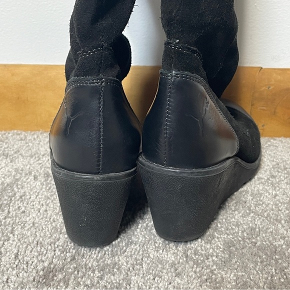 Puma Black Suede Wedge Knee High Boots | Size 6.5 EU 37 | Vintage Sport Goth - Picture 7 of 16
